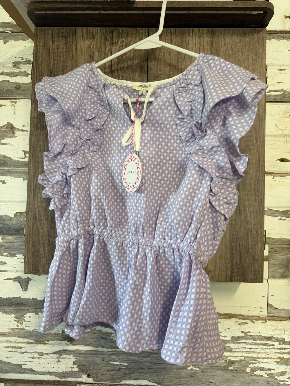 Umgee Lavender Star-Print Ruffle Peplum Top